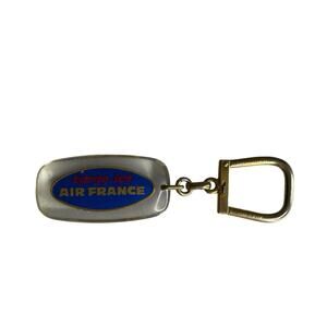 Vintage Air France Pelican Cargo Jet Acrylic & Brass Keychain Luggage Tag